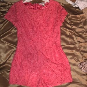 Forever 21 pink floral lace romper